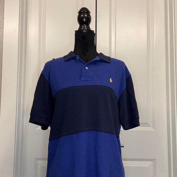 Polo by Ralph Lauren Two-Tone Blue Colorblock Polo Shirt – Size M - Picture 2 of 5